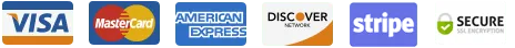 Visa, Mastercard, American Express, Discover, Stripe